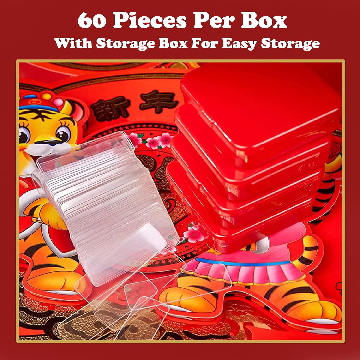 Reusable Multifunctional Double Sided Adhesive Tape, 60/180/300 Pcs Double Sided Mounting Strong Sticky Wall Strips Transparent Tape Without Cropping, No Residue (60 Pcs)