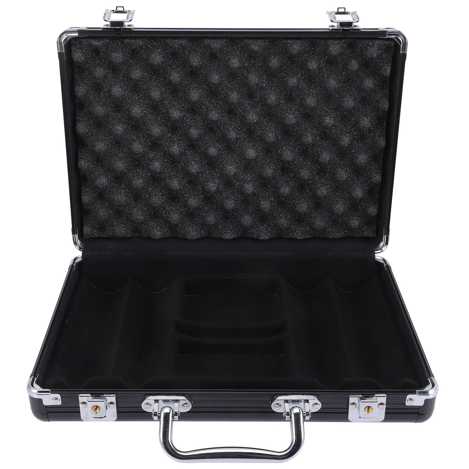 SUPVOX Valigetta in Alluminio Nero Design Leggero, Bordo Arrotondato, Custodia per Conservazione e Classificazione di Chip da Poker, Carte e Dadi