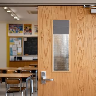 NICETOWN Lockdown Shade for Classroom Door, Magnetic Small Window Curtain French Door Shade for Privacy, Thermal Insulated Window Covering for RV Camper Kitchen, 10 x 30 inches, Grey, 1 Panel