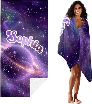 JML Personalized Custom Beach Towel, Cosmic Galaxy, Printed in USA, 30 x 60 inches, Quick Dry & Absorbent Customized Microfiber Swim Towel for Summer Holiday, Pool Party, Birthday, Anniversary