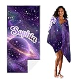 JML Personalized Custom Beach Towel, Cosmic Galaxy, Printed in USA, 30 x 60 inches, Quick Dry & Absorbent Customized Microfiber Swim Towel for Summer Holiday, Pool Party, Birthday, Anniversary
