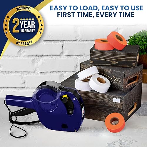 Vista 4 de Perco Lite 1 Line Price Gun with Labels Kit - Includes 3 White Rolls, 3 Fluorescent Red Rolls, 2 Ink Rollers - 1 Ink roll and Labels Pre-Loaded