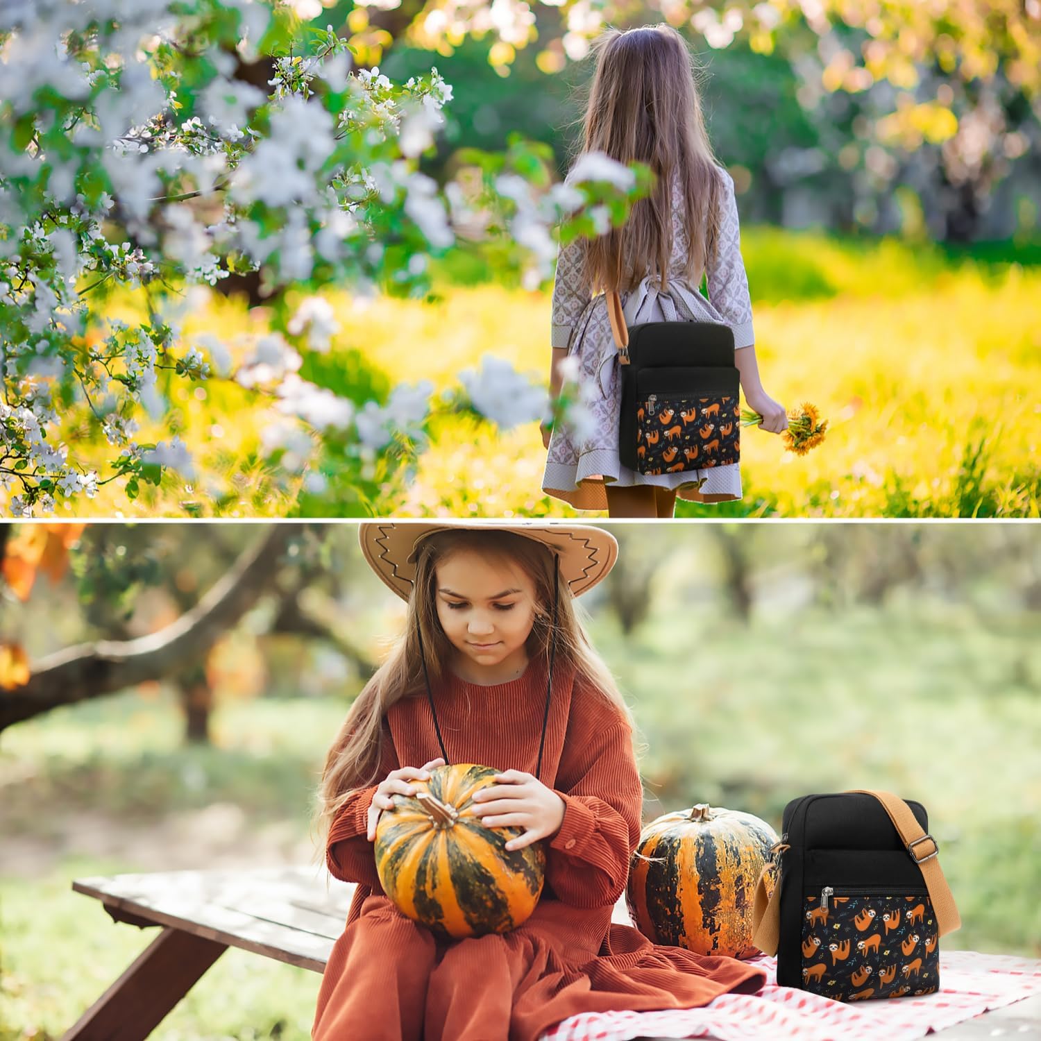Leaper Girls Crossbody Purses for Kids 2 PCS Cross Body Bag Women Messenger Bag Girls Canvas Bag Cross Body Purse Set image 2