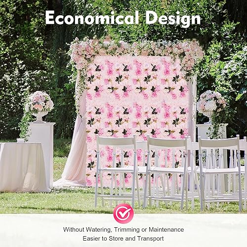 Vista 166 de 20 paneles de pared de flores artificiales, decoración de pared de 24 x 16 pulgadas, paneles decorativos de flores de hortensias para el hogar, 20