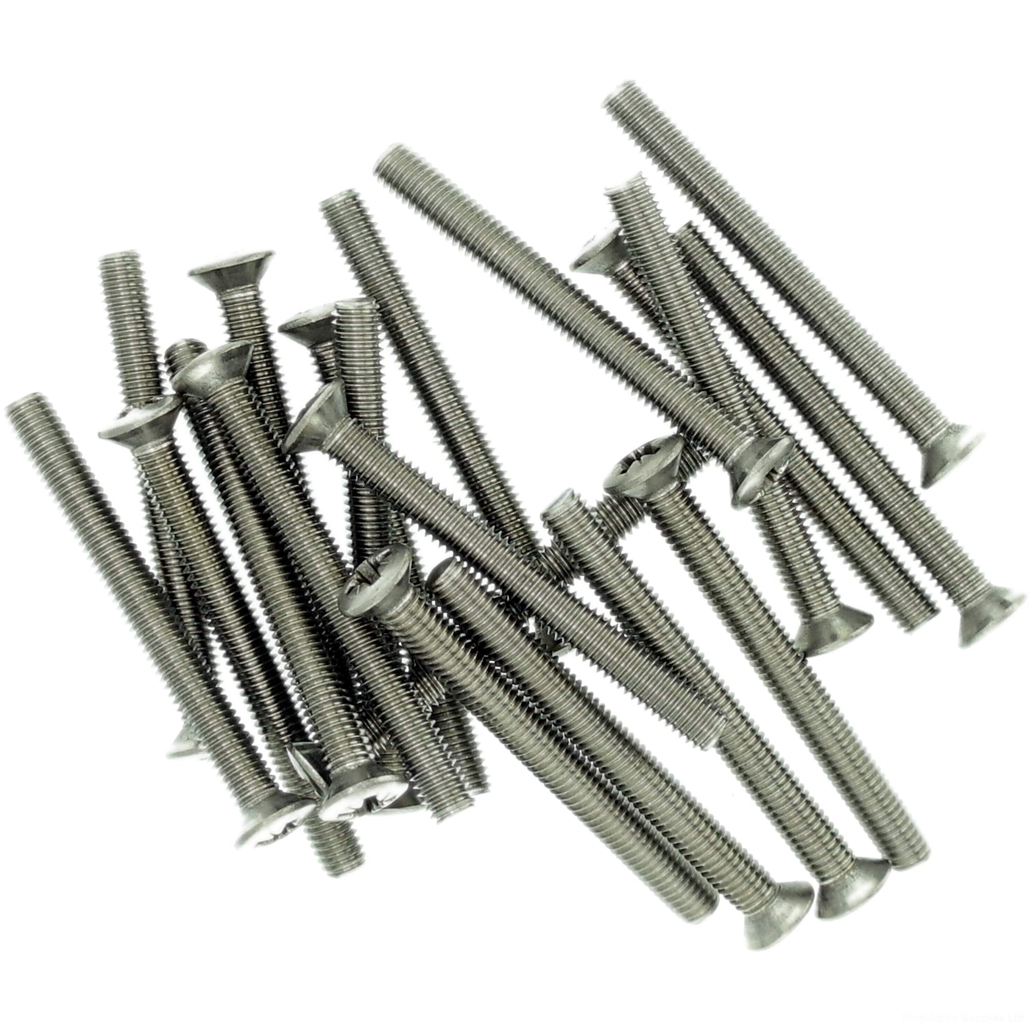 Singularity Supplies M2.5 (2.5Mm X 16Mm) Pozi Raised Countersunk Machine Screw (Bolt) - Stainless Steel (A2) (Pack Of 20)