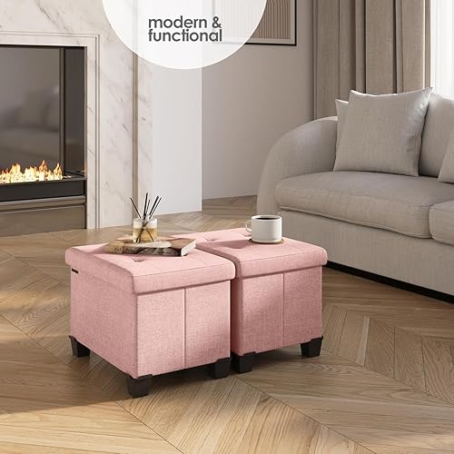 Miniatura 416 de Otomana plegable para dormitorio o sala de estar, con contenedores de almacenamiento, reposapiés para el extremo de la cama, soporta hasta 660 lb,