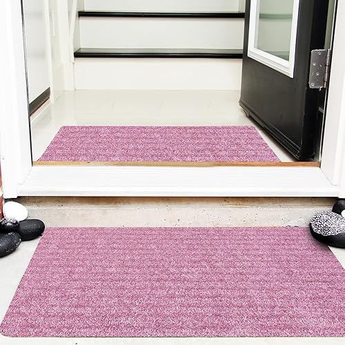 Miniatura 2 de Nuanchu Tapete grande semiacabado para puerta delantera, de 48 x 70 pulgadas, antideslizante, a rayas, impermeable, tapete para zapatos, tapete de