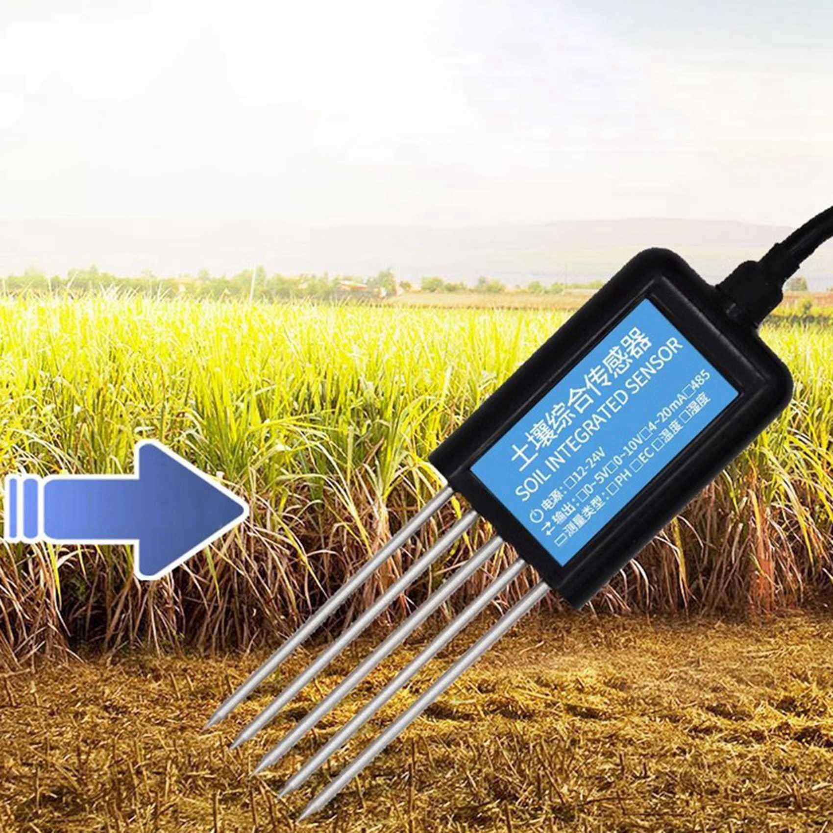 2X 7 en 1 RS485 Sensor de Humedad y Temperatura del Suelo PH Conductividad Nutriente Sal Nitrógeno Fósforo Transmisor de Potasio