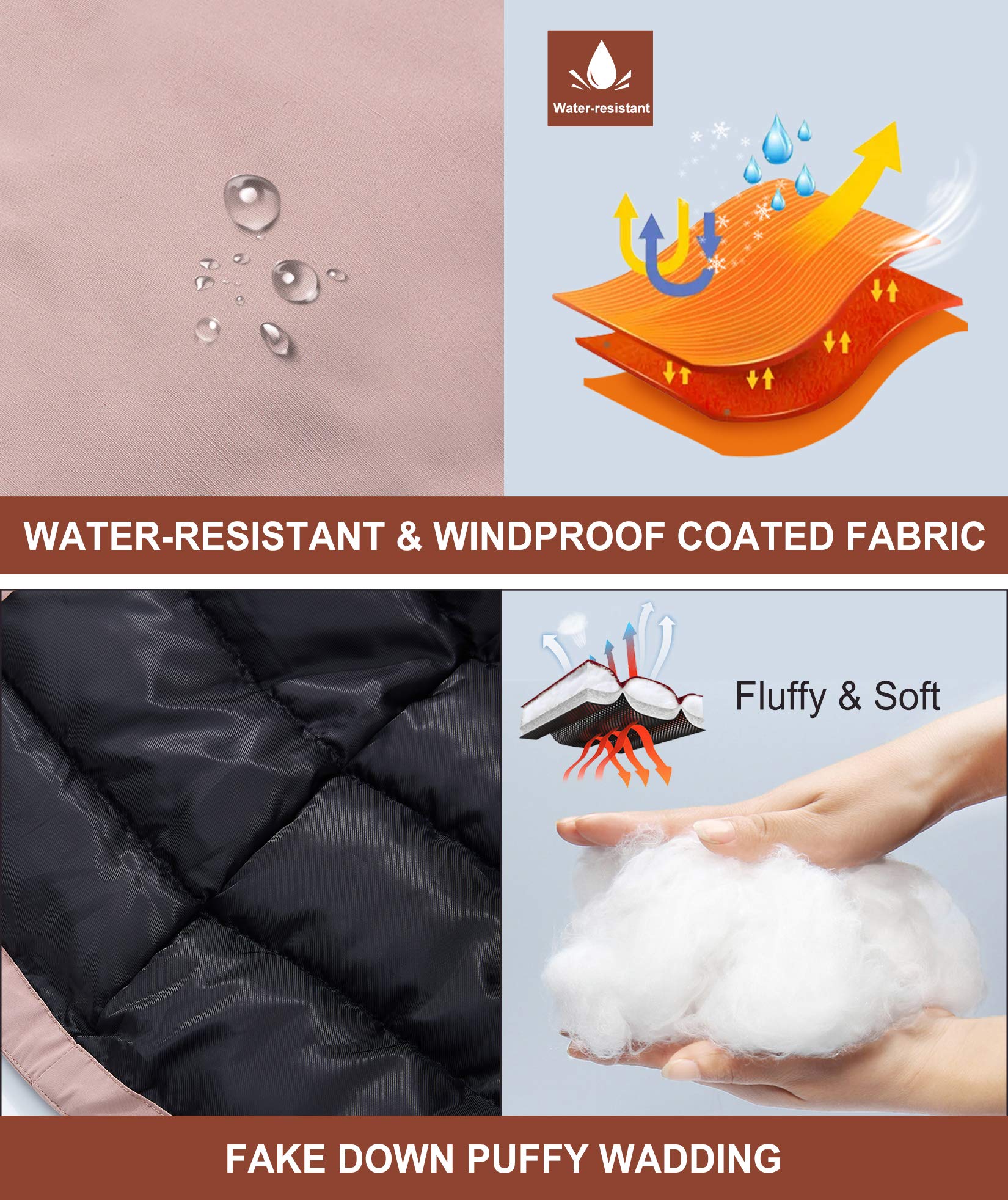 maoo garden Abrigo de Invierno para Niñas, Chaqueta de Esquí de Nieve Falsa de Peso Pesado, Capucha de Piel, Abrigo de Parka Impermeable