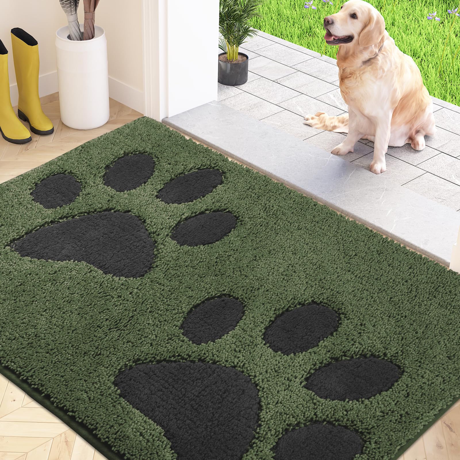 FCSDETAIL Schmutzfangmatte waschbar, Fußmatte Innen, absorbierend Fussmatte, rutschfeste Sauberlaufmatte, wetterfest Hundematte für Eingang, nasse Pfoten