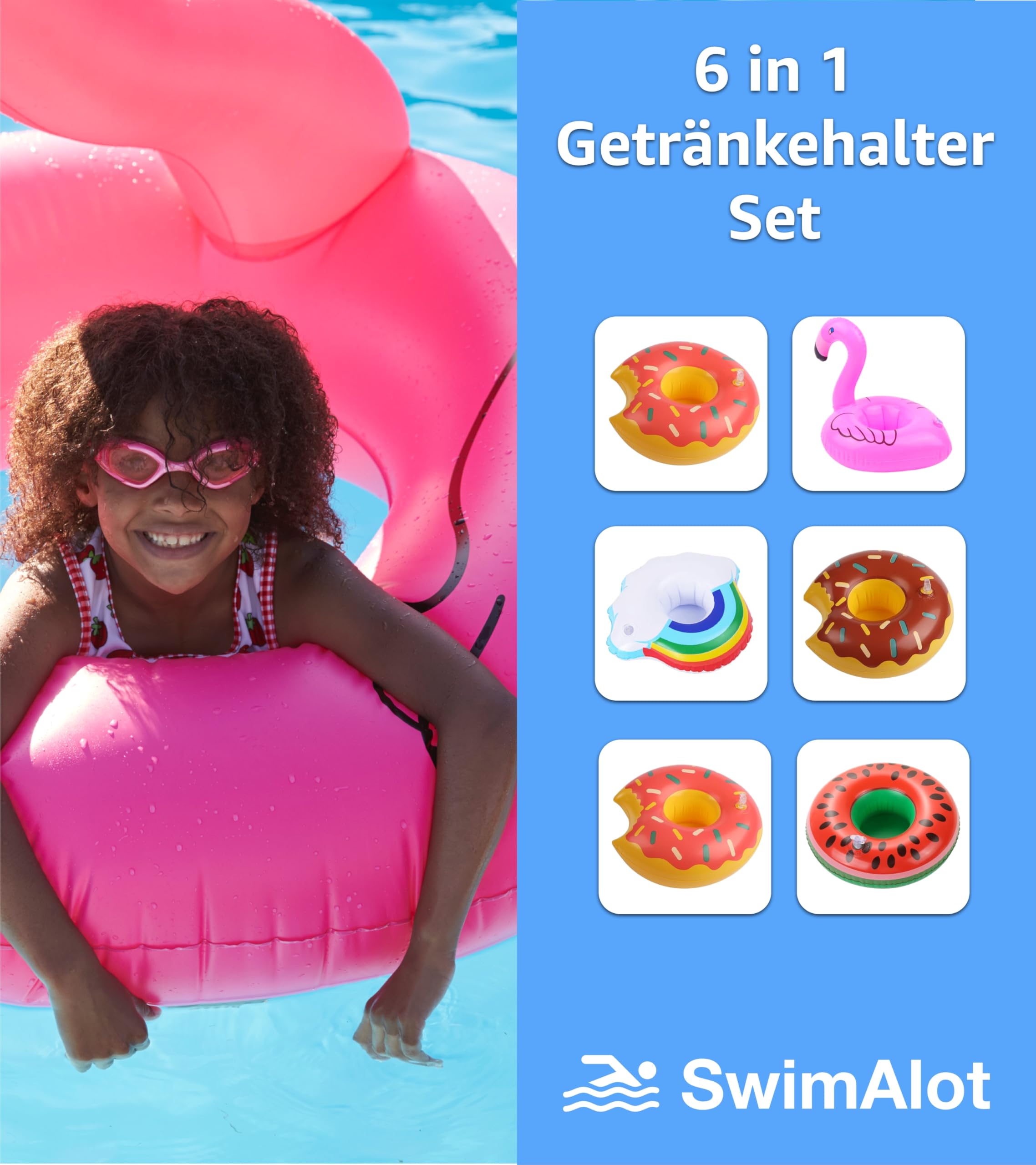 6 x Drink Holder Mix Inflatable Air Mattress Swimming Ring Swimming Ring for Pool Water, Cocktail Holder, Beer Holder, Mug - Image 3