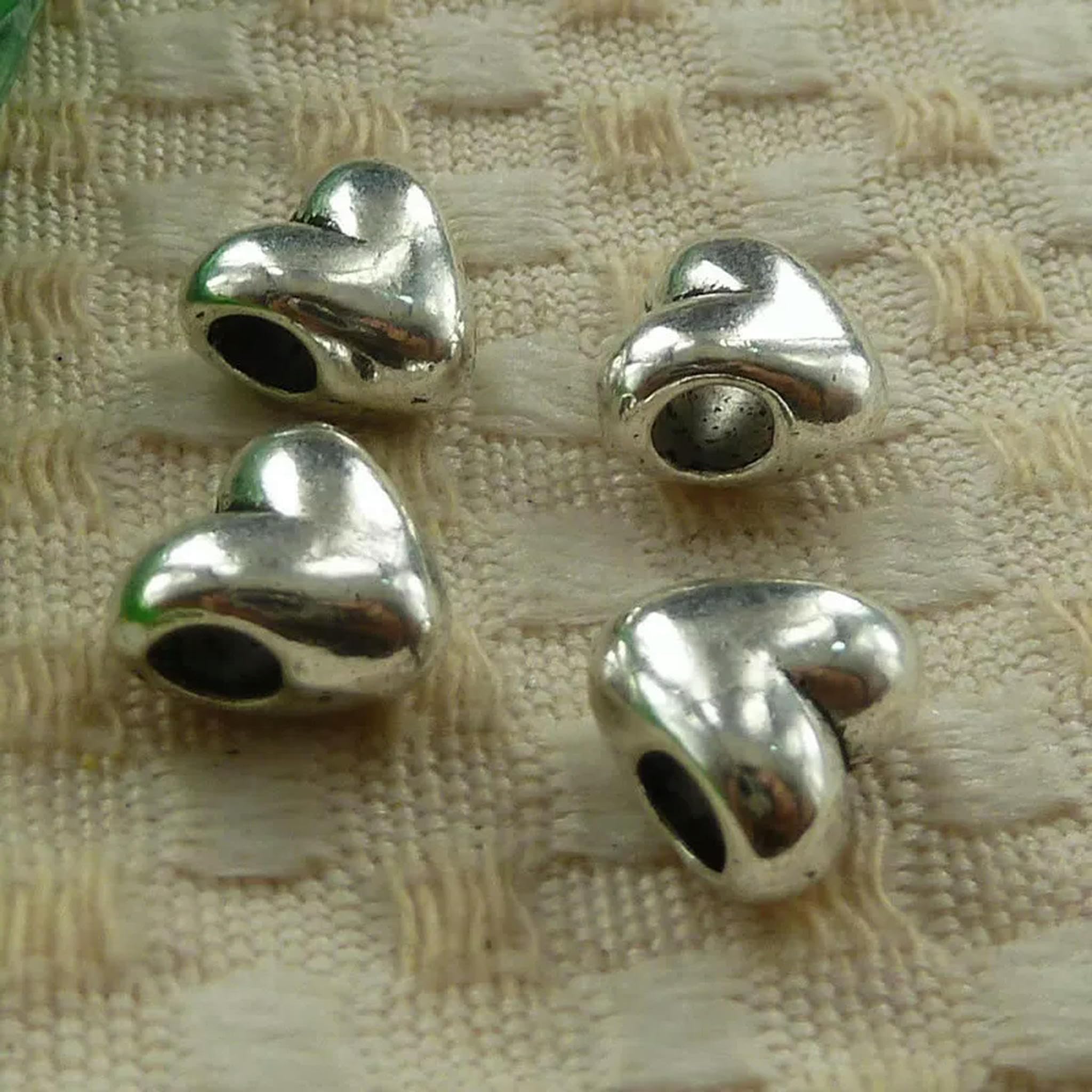 135 espaciadores de corazón de Plata tibetana de 11 x 7 mm, S4361, para Hacer Joyas.