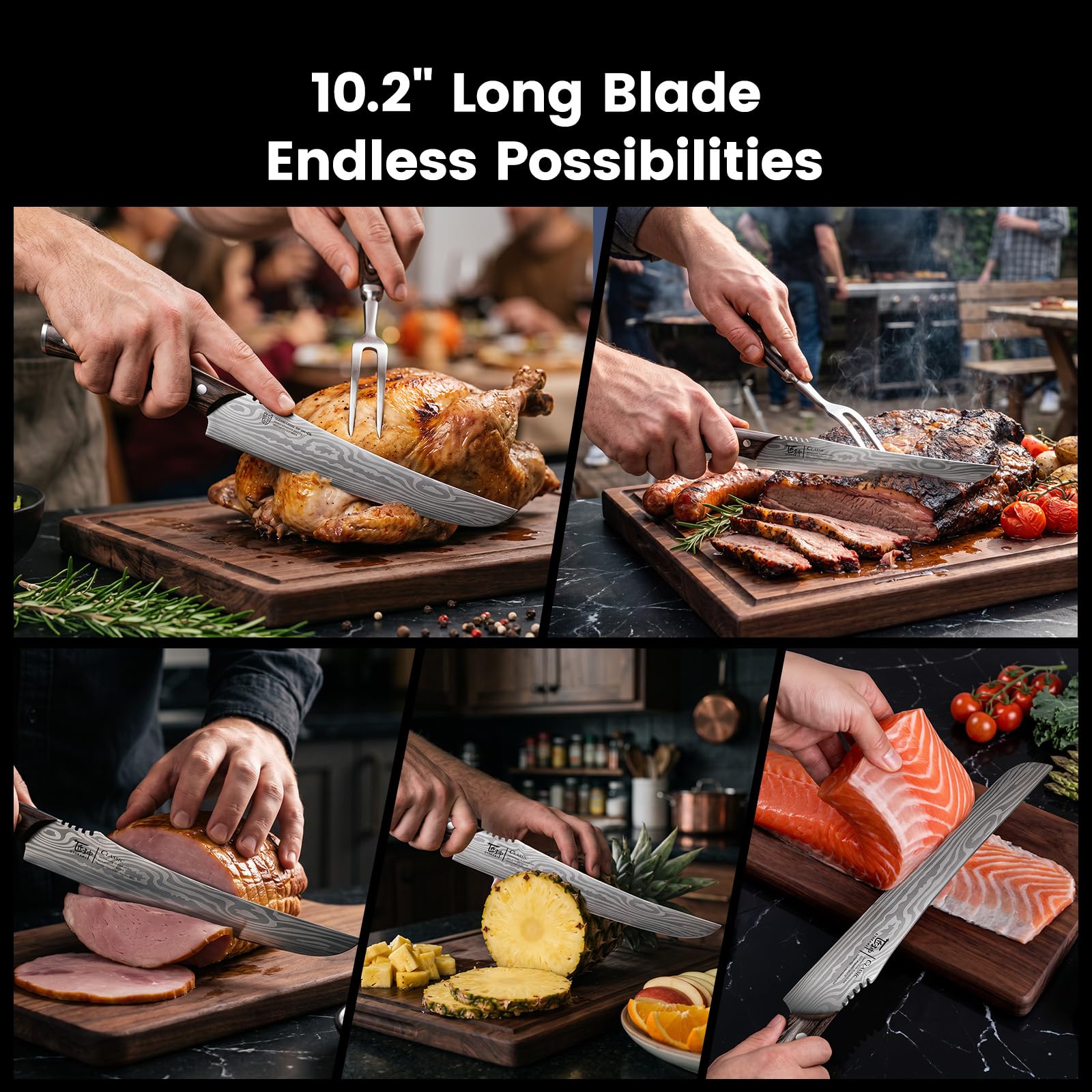 SYOKAMI Turkey Carving Knife Set, 10.2 Inch Brisket Knife & Carving Fork — Amazon image 5