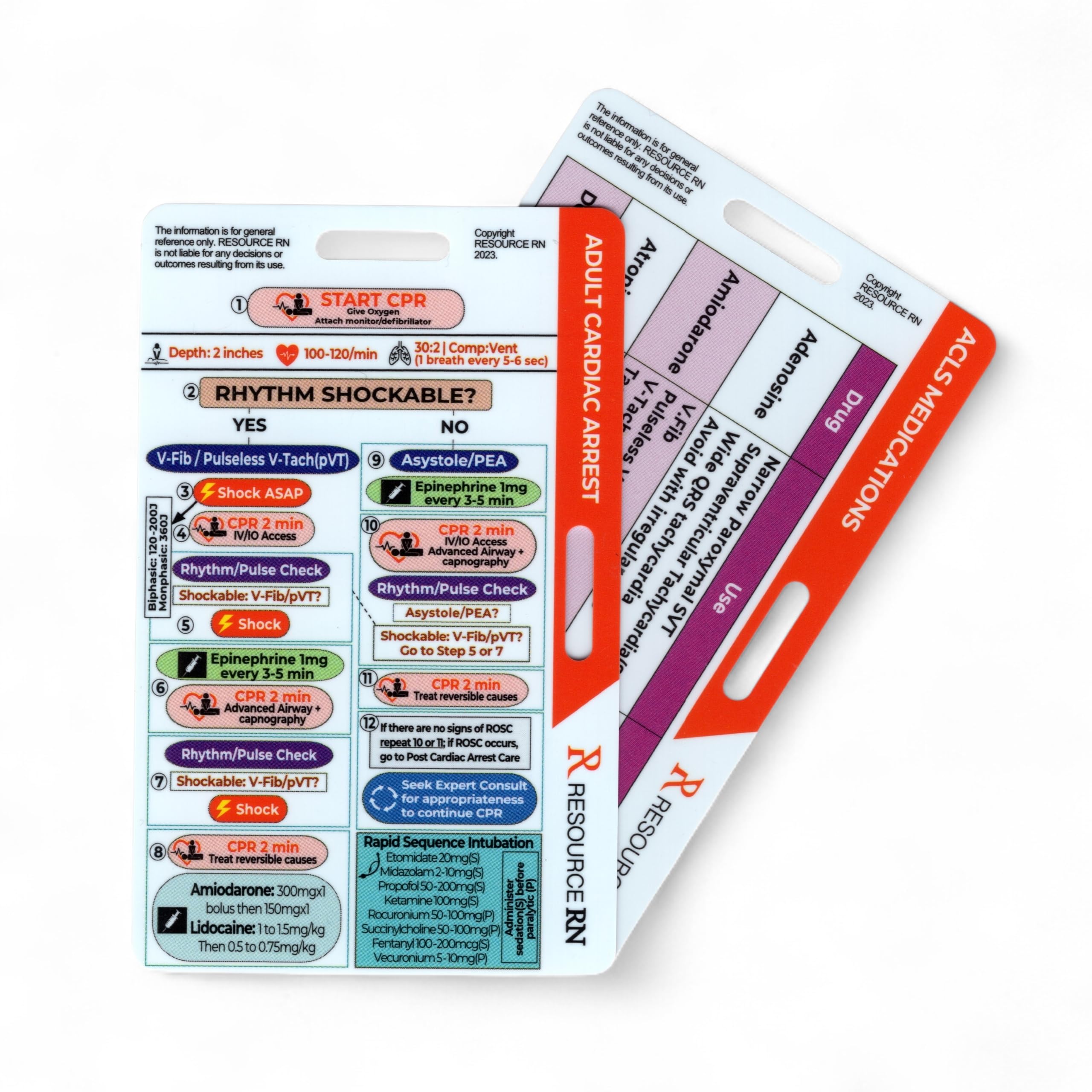 Advanced Cardiac Life Support (ACLS) Badge Buddy β 2-Card Set | Quick Reference Guide for Emergency & Critical Care | Horizontal & Vertical Compatible