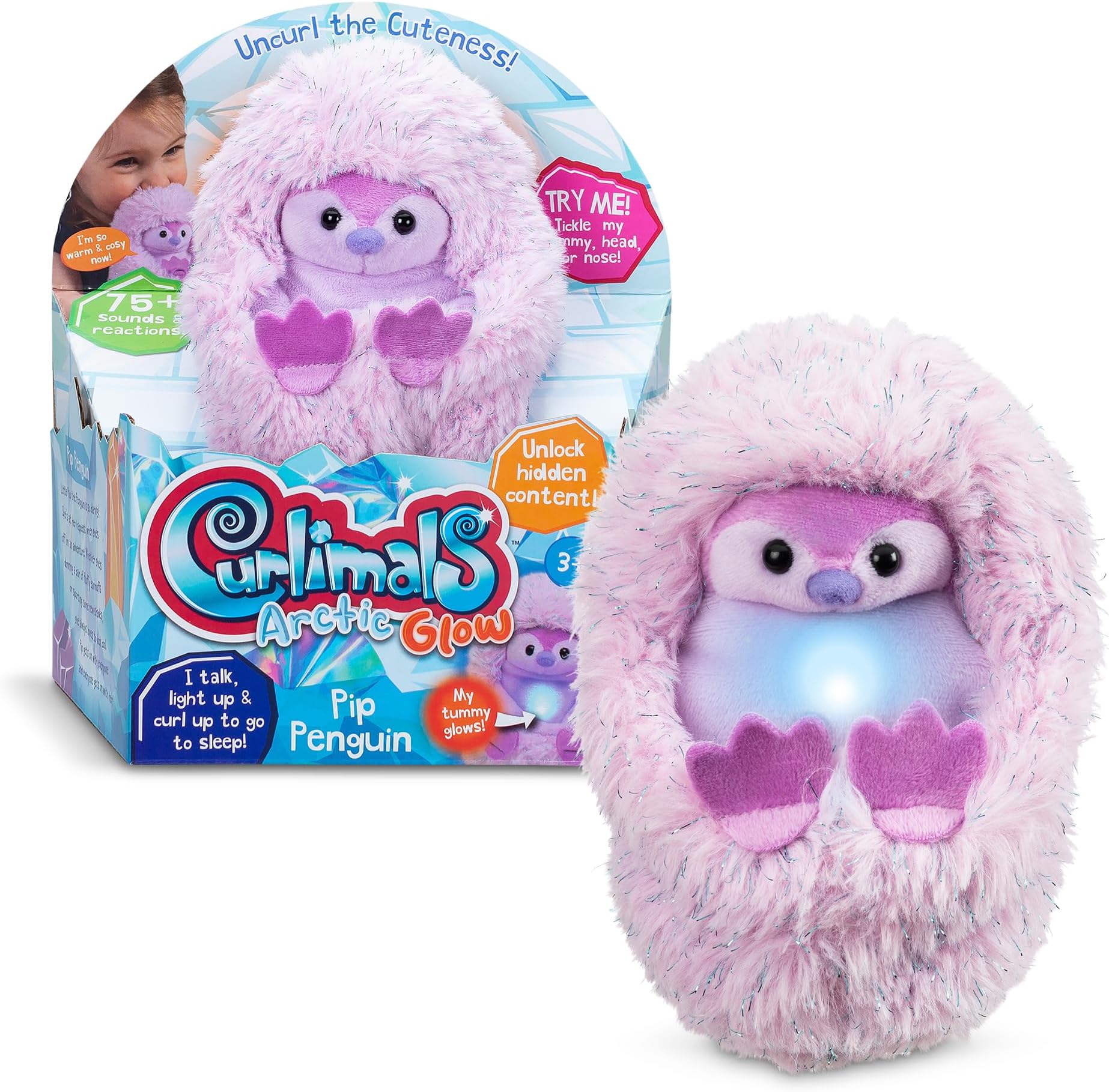 CurlimalsArctic Glow - Pip Penguin - Interactive Plush
