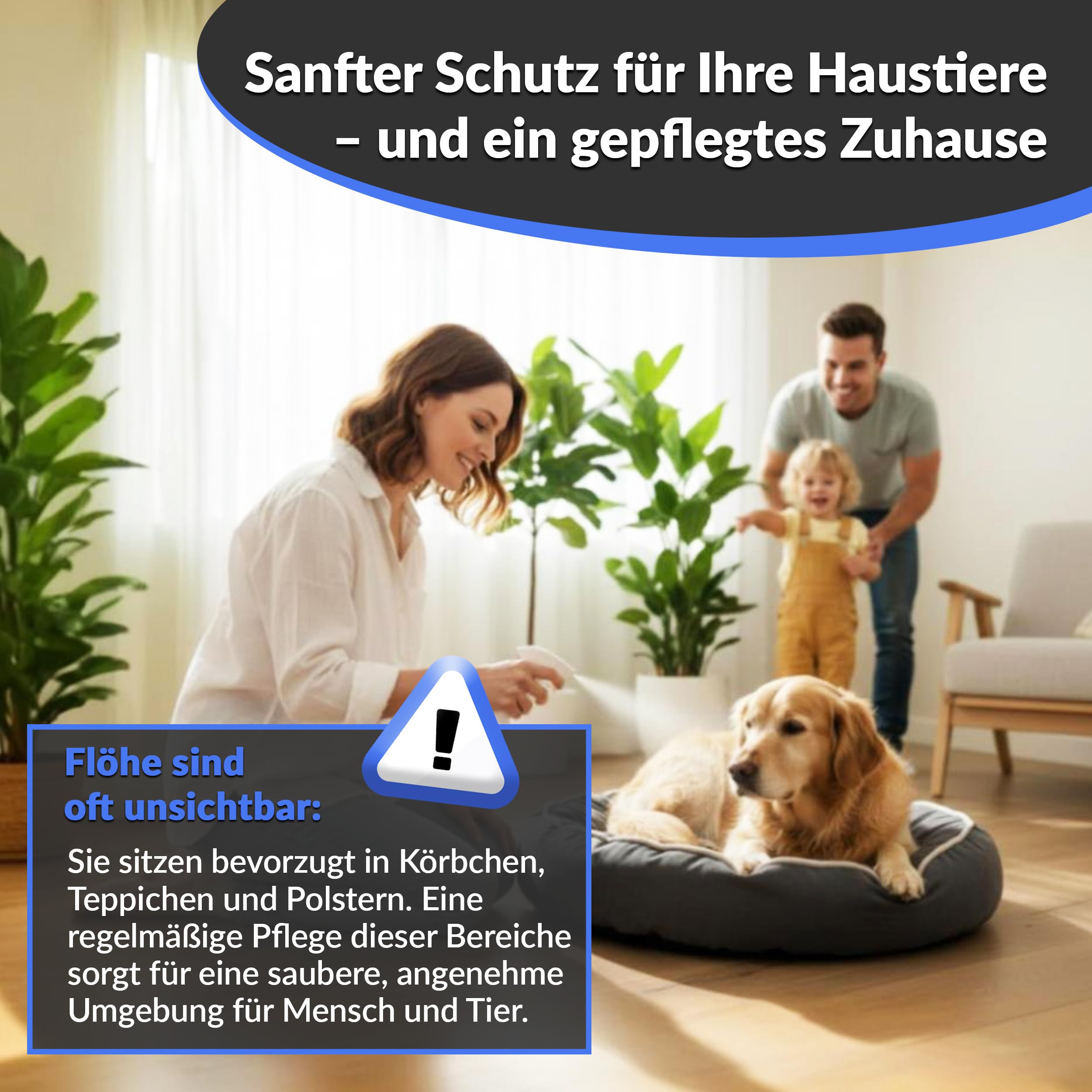 Oramics Flohspray für Wohnung & Möbel – Effektives Umgebungsspray gegen Flöhe, Zecken & Milben – Langzeit Ungezieferspray & Flohmittel für Katzen- & Hunde-Zubehör (Sofortwirkung)