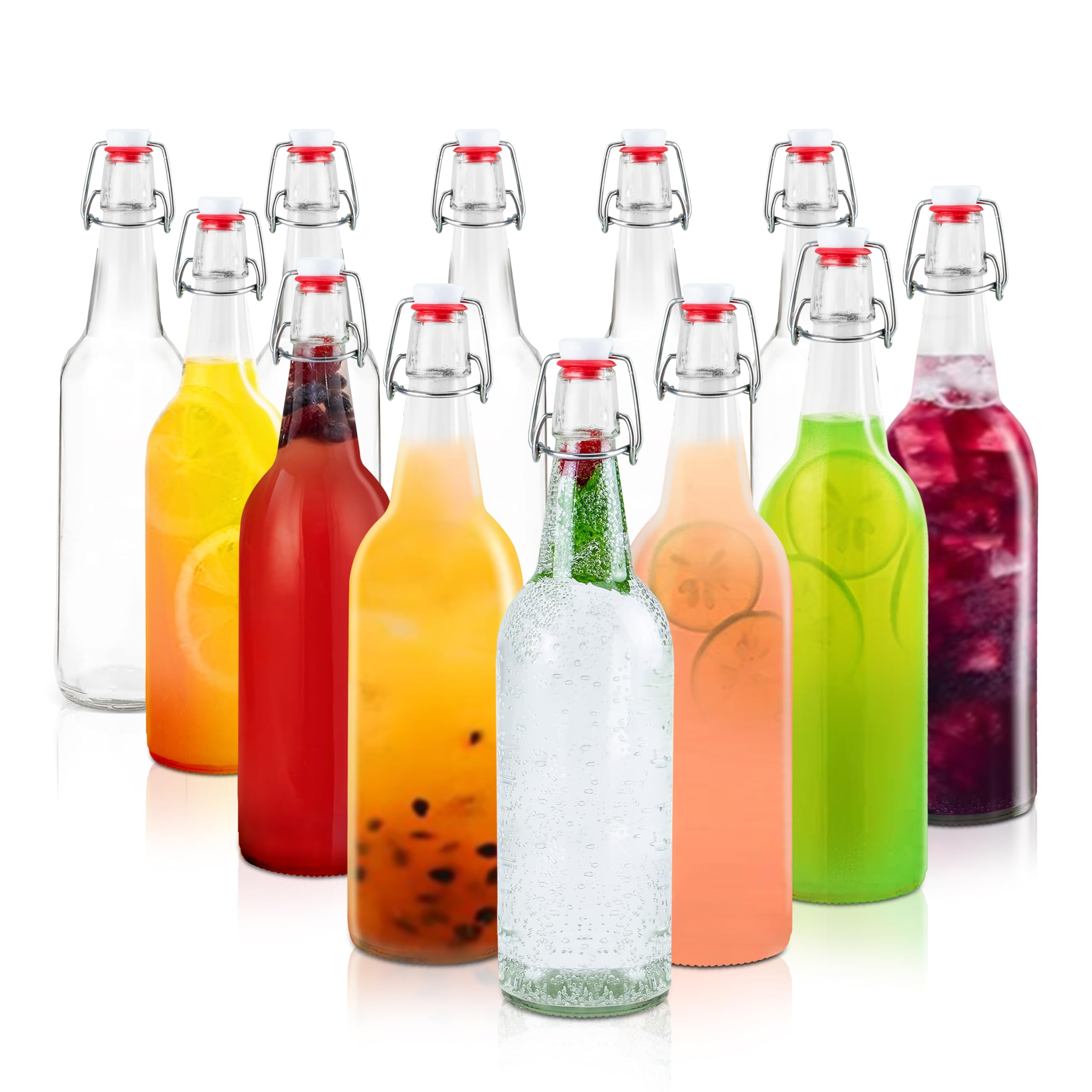 Amazon.com: Barcaloo 16 Ounce Clear Glass Beer Bottles for Home Brewing -  Beer, Kombucha, Soda, Juice, Fermentation, 12 Pack Glass Bottle with Flip  Top Cap: Home & Kitchen