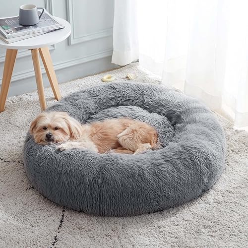 WESTERN HOME WH - Cama calmante de pelo sintético para perro o gato pequeño, mediano o grande, antiansiedad, para acurrucarse, cálida, cómoda,