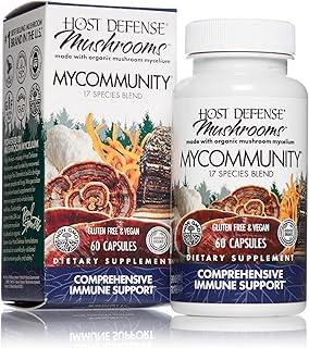 Host Defense, MyCommunity Capsules, Advanced Immune Support, Mushroom Supplement with Lion’s Mane and Reishi, Unflavored, 60