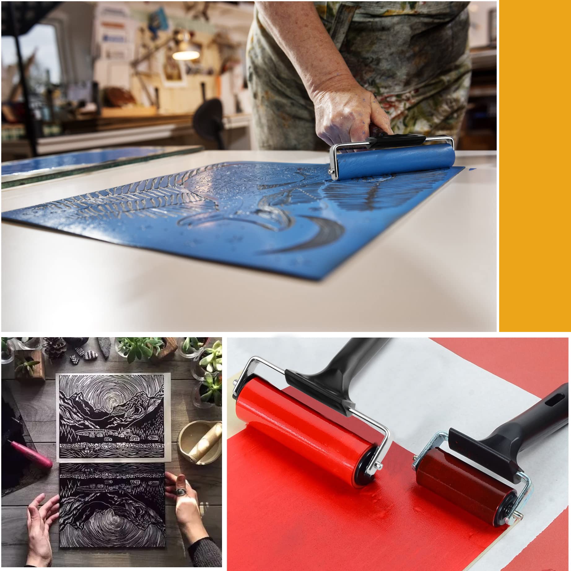 2 Rulli Di Gomma Per Stampa Artistica - Brayer Per Inchiostro E Pittura - Perfecti Per Linoleografia E Artigianato - Foto 9