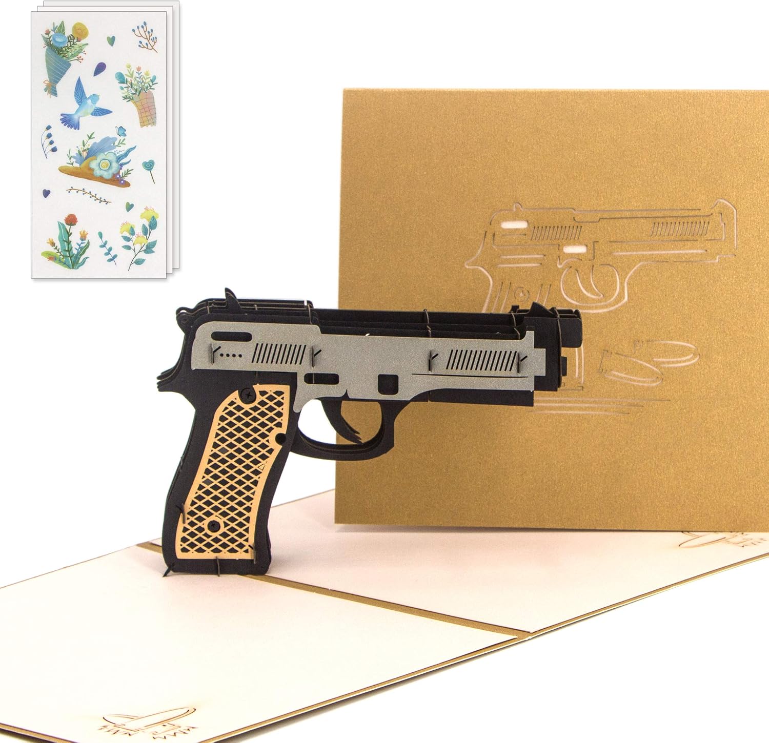 Ribbli Gun Handmade 3D Pop Up Card,Greeting Card,Thank You Card,Pistol Card,Plane Card,For Birthday Card,Men,Boy,Father,Boyfriend,Anniversary Card,Any Occasion,with Envelope