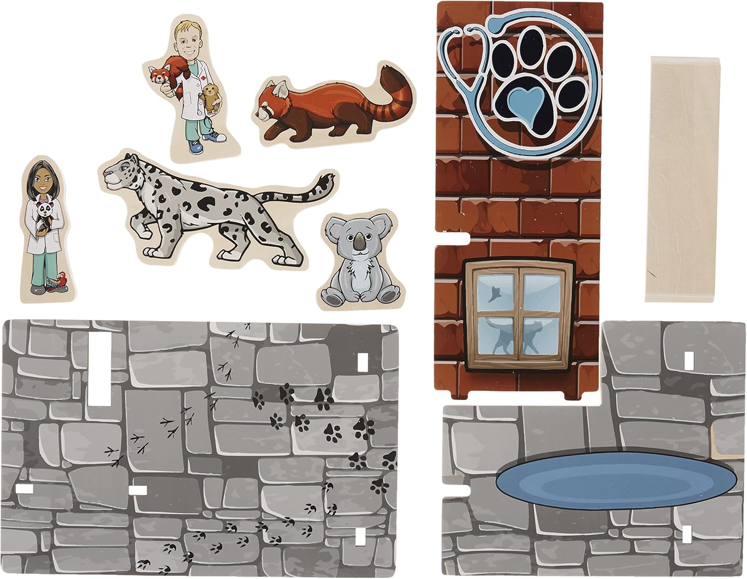 Wild Republic, Woodkins Veterinarian Wooden Playset, Gift for Kids, Great for Innovative Play, Eco Friendly, six Piece Boxed Set