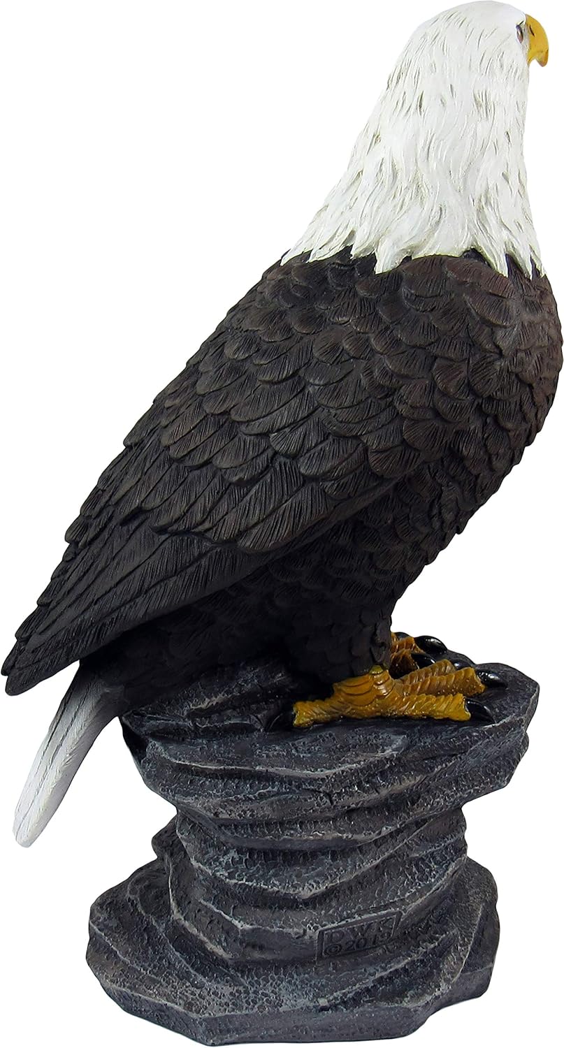 DWK - Liberty - Majestic American Bald Eagle on Rock Desk Statue Figurine Patriotic Sculpture USA Freedom Office Bookshelf Tabletop Home Decor Accent, 9-inch…