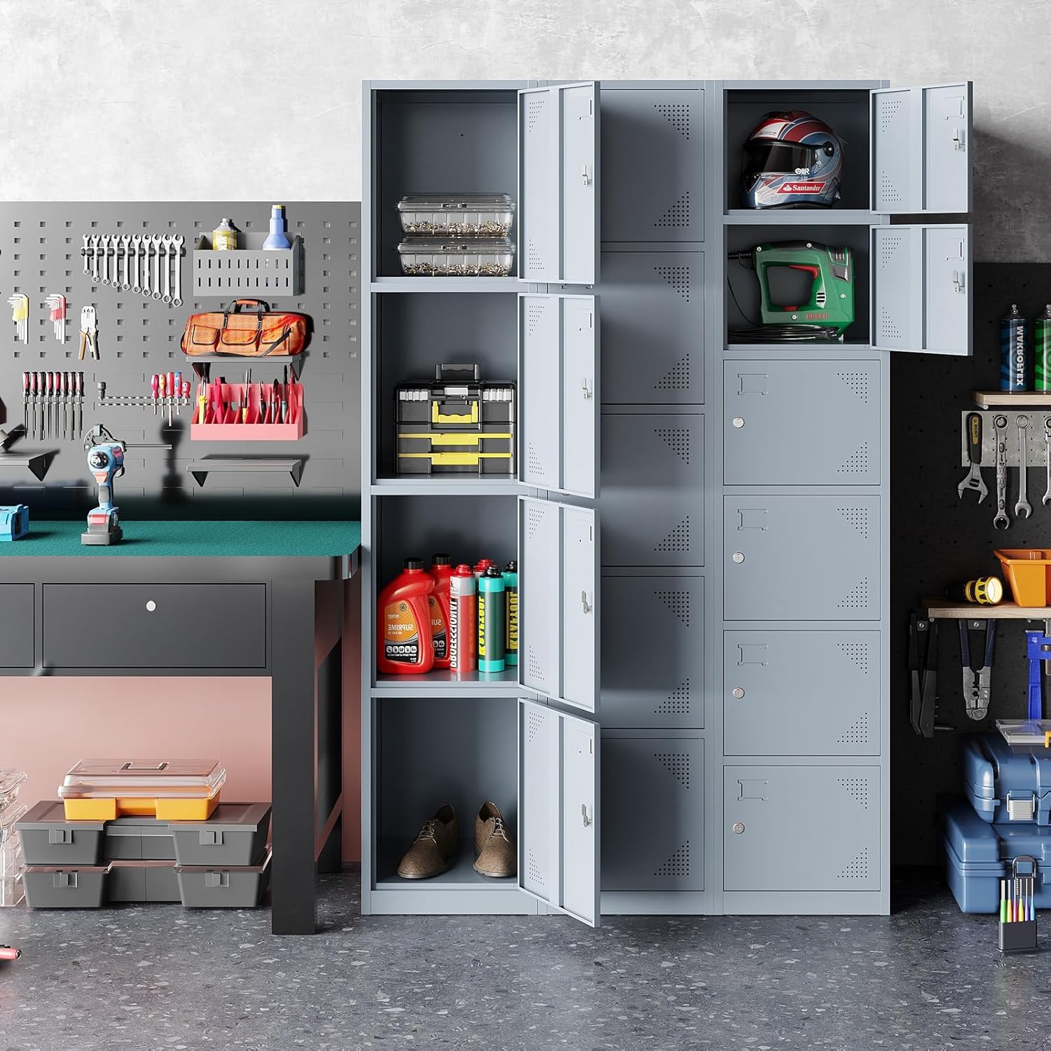 MIIIKO Storage Locker, 6 Door Storage Lockers Cabinet with Keys, Lockable Locker Cabinet for Employees, School, Gym and Home Office