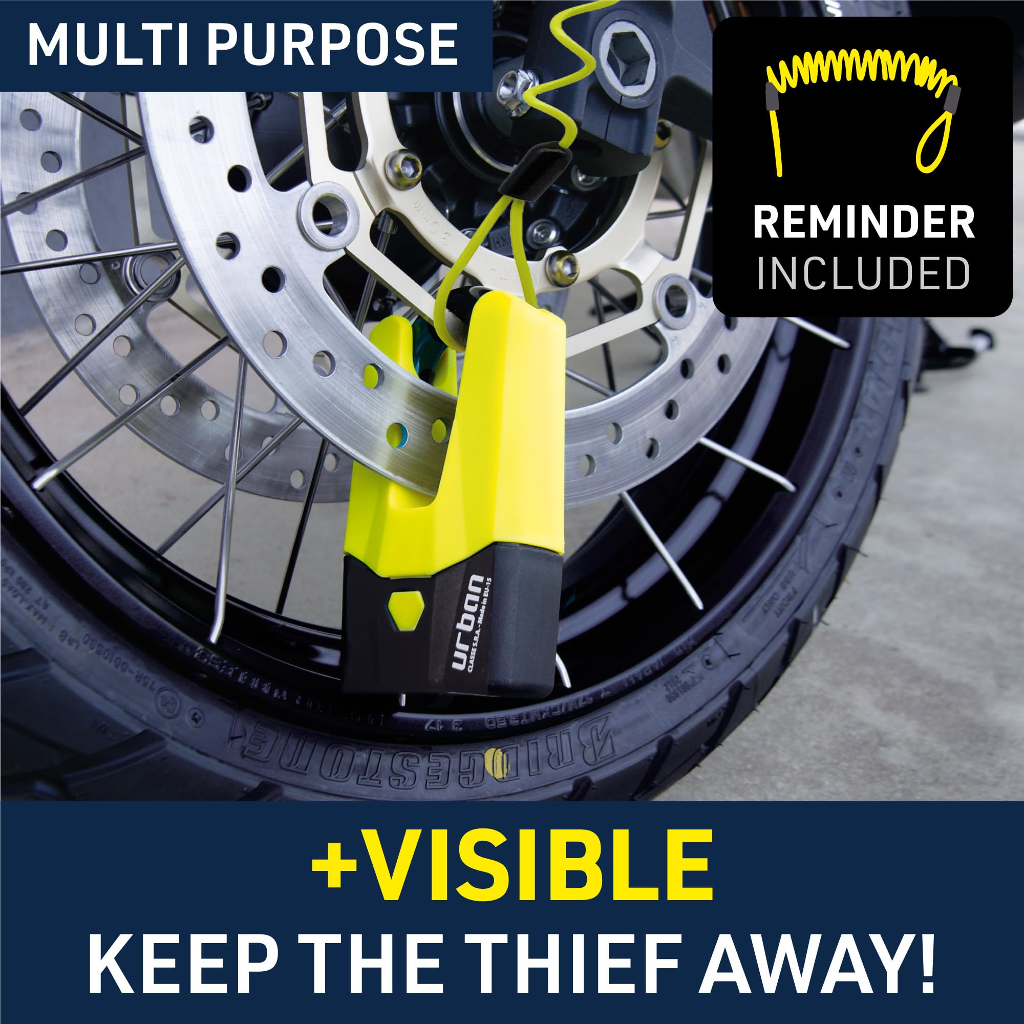 Lucchetto Antifurto Per Disco Freno Moto - Bloccadisco U Omologato SRA, Acciaio Rinforzato - Foto 7