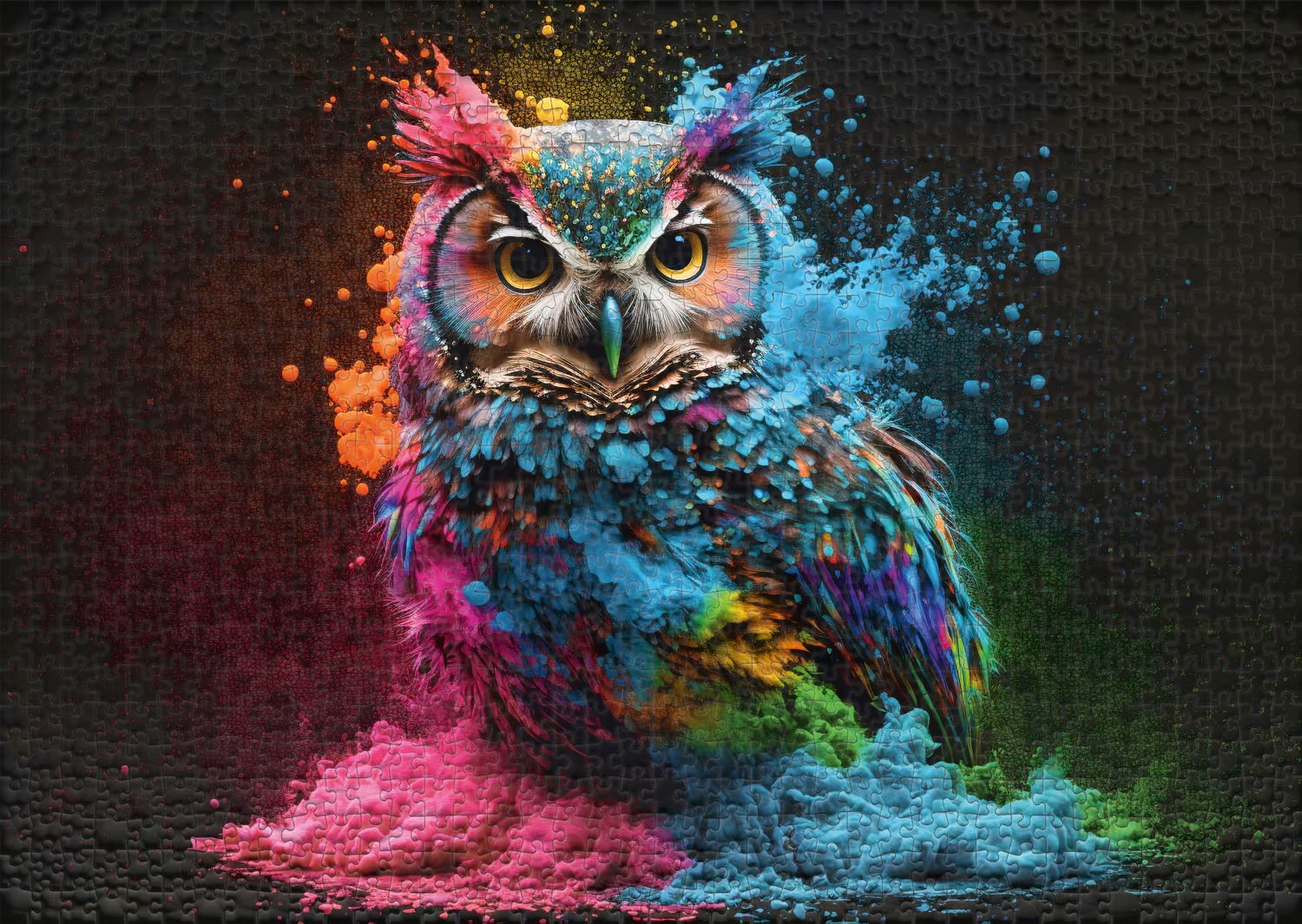 Ulmer Puzzleschmiede - Colourful Night Bird: Bright 1000 Piece Puzzle - Colours & Fantasy Motif 'Owl', Gelegte Puzzle-Größe: 68 x 48 cm - Image 2
