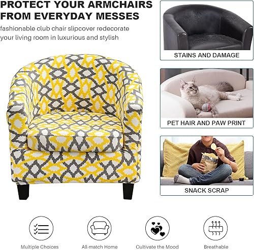 Miniatura 5 de OKYUK Funda para silla de club, funda estampada para silla de bañera, fundas de sillón de barril redondo con estampado suave, fundas de sofá con