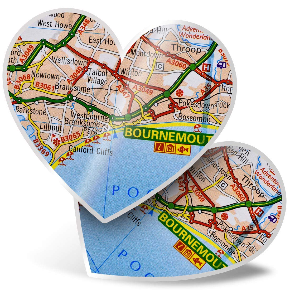 2 x Heart Stickers 15 cm - Bournemouth Coast England Travel Fun Decals for Laptops,Tablets,Luggage,Scrap Booking,Fridges, #44431