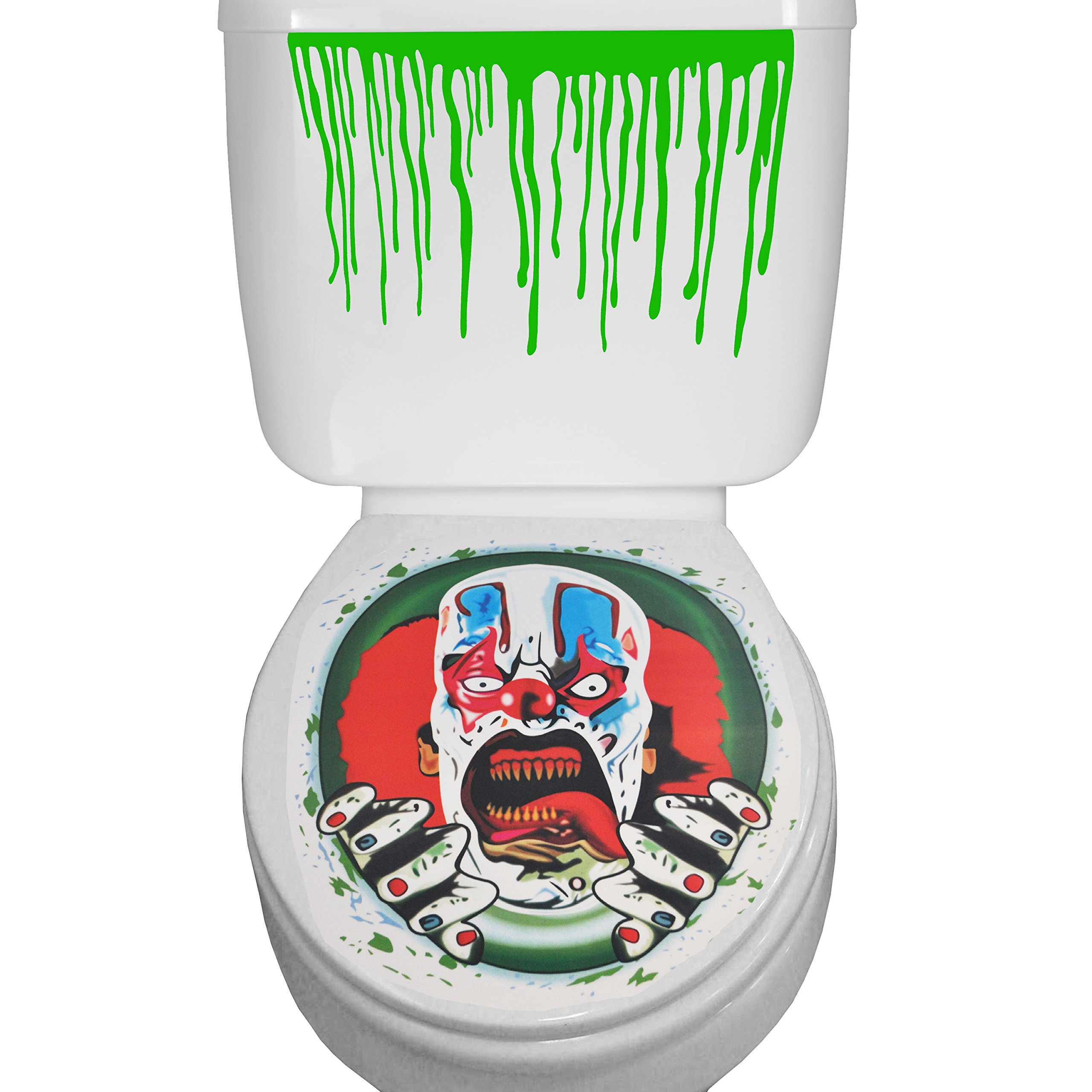 Komonee Evil Clown Halloween Toilet Seat Vinyl Sticker Decoration Bathroom Cover Scary Fancy Dress Horror Party