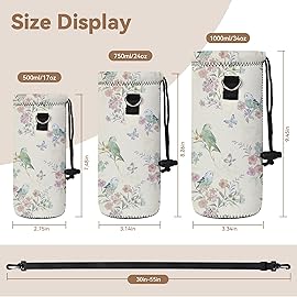 RICHEN Neoprene Water Bottle Carrier Bag with Adjustable Shoulder Strap,Insulated Water Bottle Cover for 500ml/16oz Stainless Steel/Glass/Plastic Bottles Bottles (BC-61,500ML)