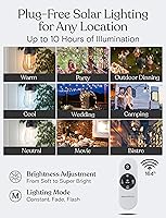 Vista 8 de Brightech Ambience Pro - Luces de cadena solares de 27 pies para exteriores - Súper brillante con control remoto de color ajustable para luces