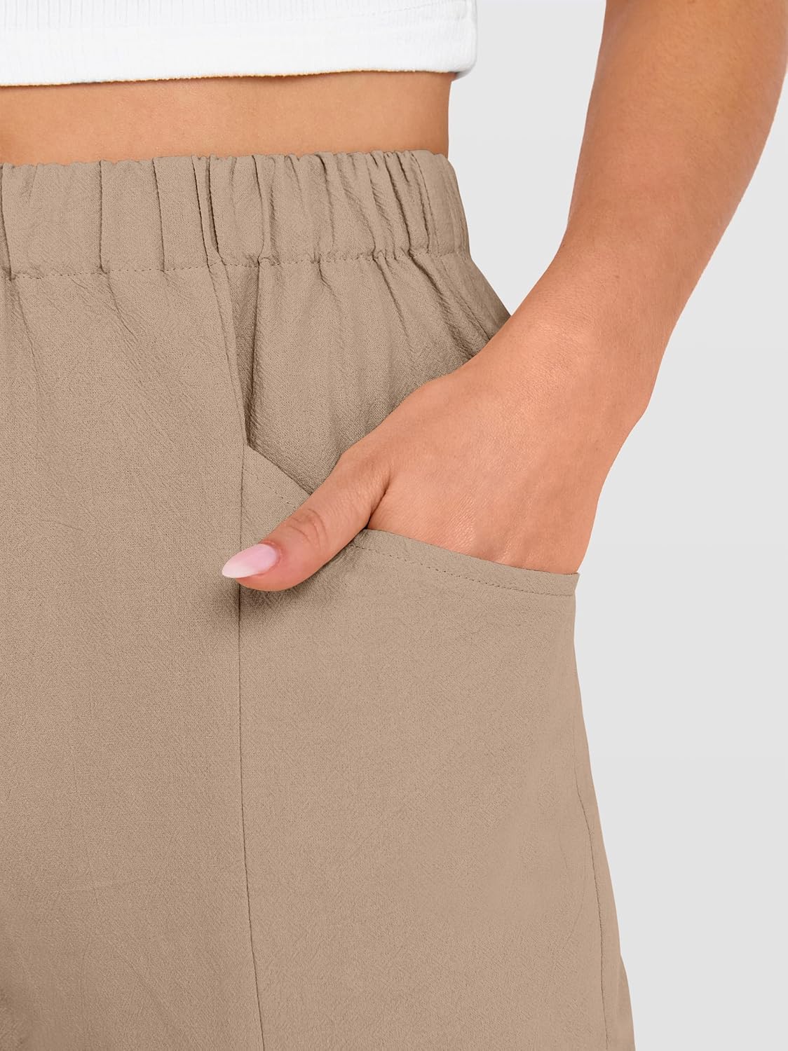 ANRABESS Womens Capri Pants 2026 Summer Casual Elastic High Waisted Lounge Cropped Tapered Ankle Beach Trousers Work Outfits - Image 6