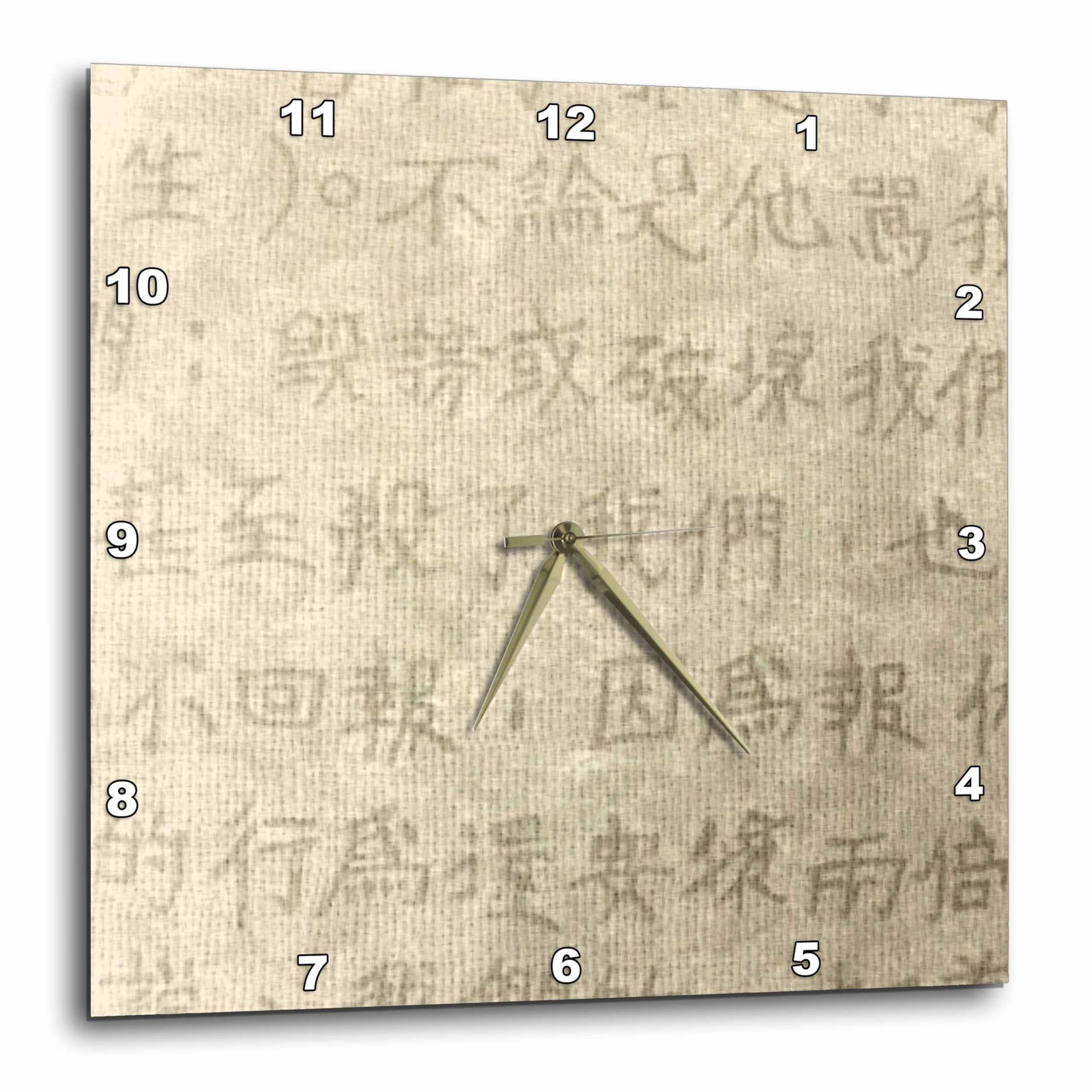 3dRose dpp_30696_3 Oriental Bone Letters-Wall Clock, 15 by 15-Inch