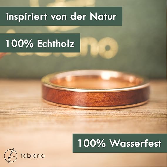 Fablano Bague En Bois 6-8mm [100% Naturel] – Bague Naturelle Pour Femmes Et Hommes – Bague De Mariage, Alliance, Bague De Fiançailles – Fabriqué à La Main En Bois Véritable – Bijoux Durables