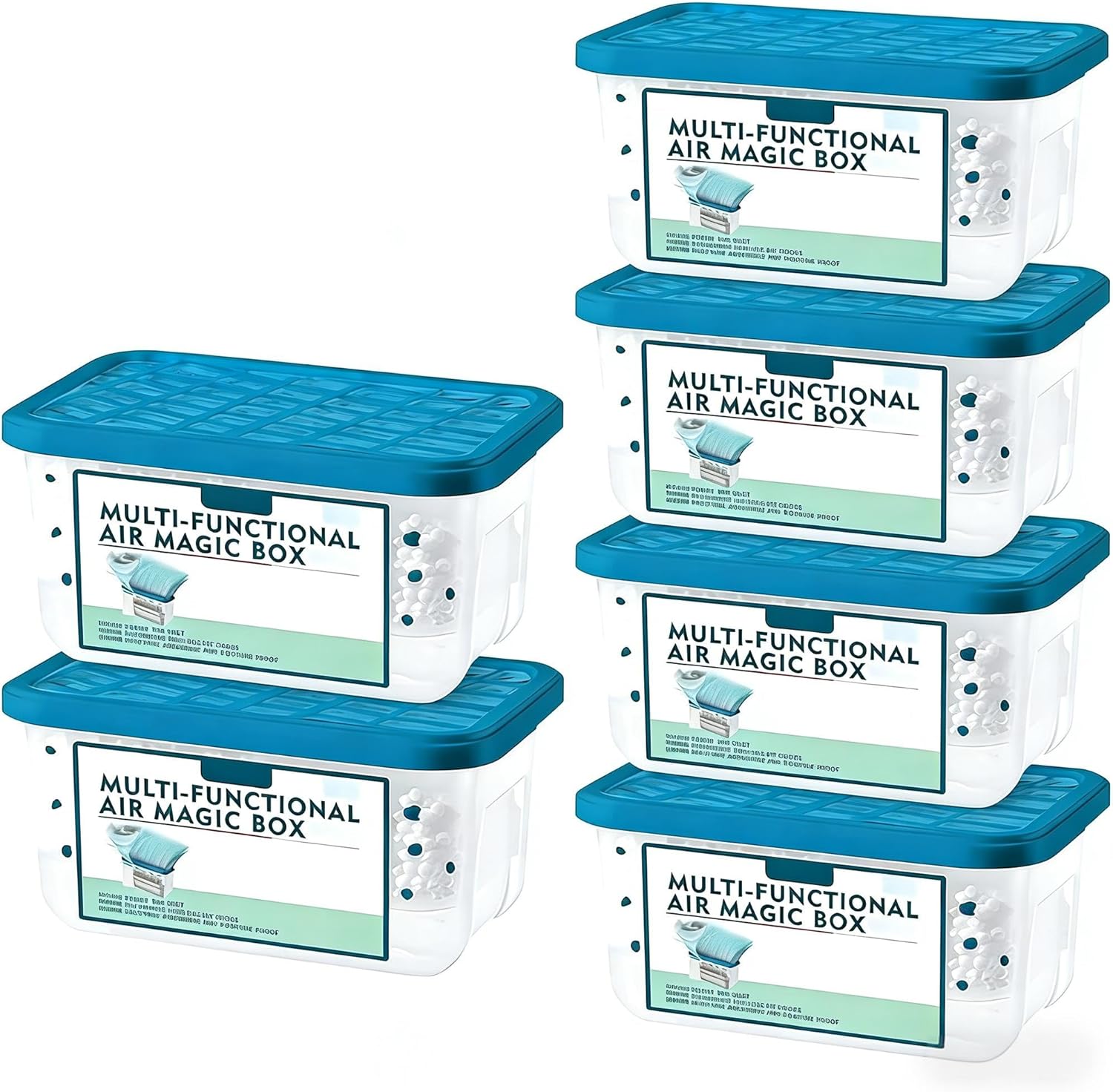 Air Magic Box, Multifunctional Air Magic Box, Dehumidifier Humidity Absorber Bucket - Indoor Air Purification Dust Removal Magic Box, Small Spaces Air Fresheners for Home Car Office (6PC, M)