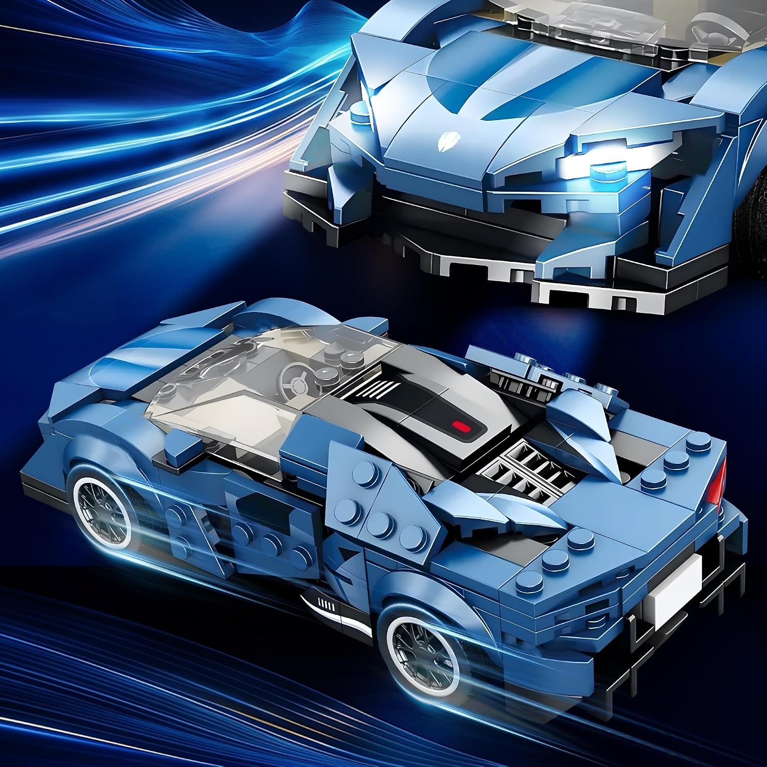 HIGH GODO MOC Racing Sports Car Building Blocks Set, Technique and Engineering Super Vehicle Building Kits,Cool Simulation Supercar Model Gifts for Car Lovers (327 Pieces) image 4