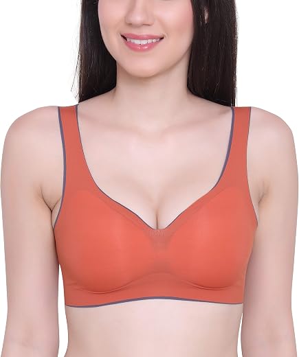 Glamoras Women's Latex Lightly Padded Wire Free Sports Bra