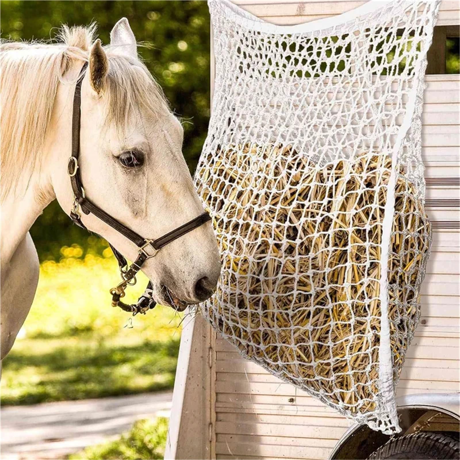Langsam fressendes Heunetz for Pferde und Ziegen – 88,9 x 78,7 cm, robuste Stall-Futtertasche