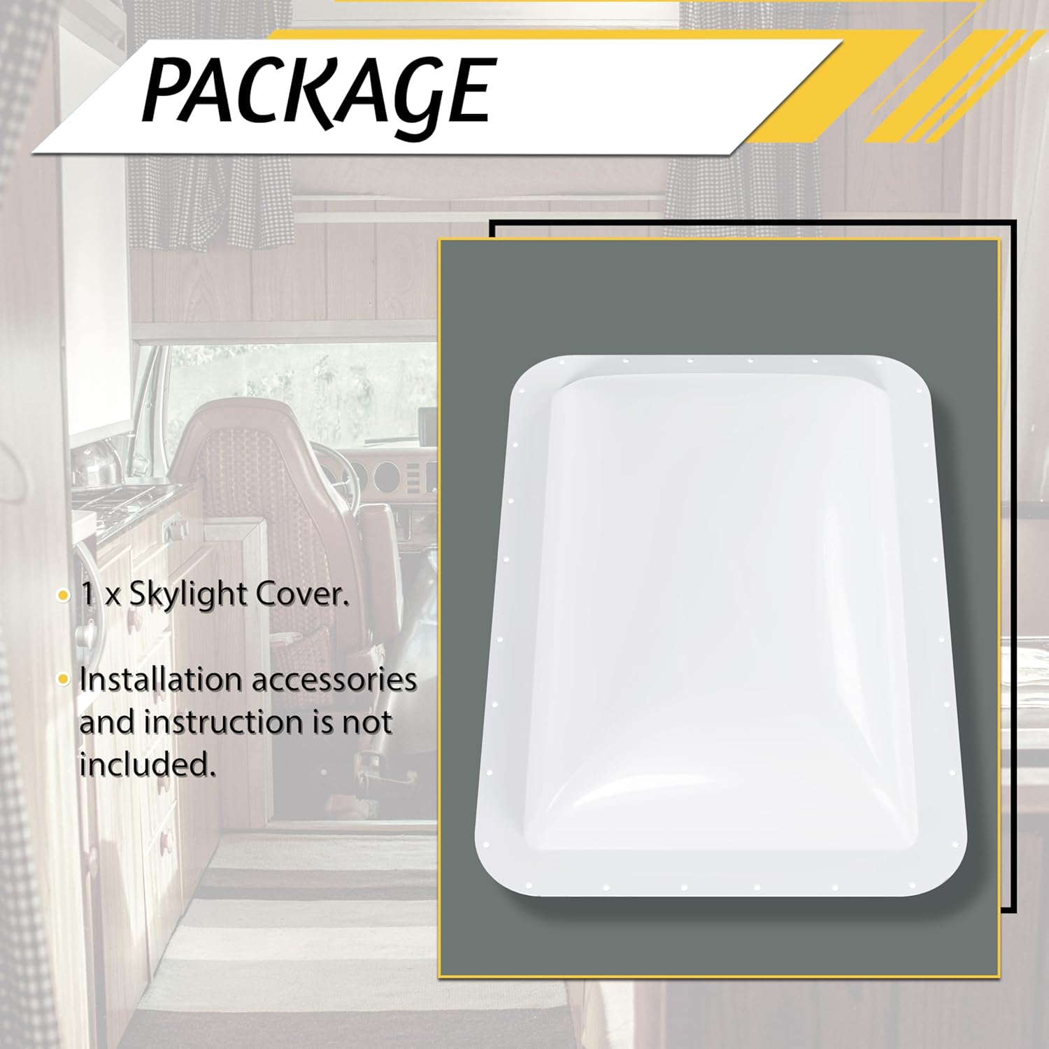 KUAFU Skylight Cover 18" x 26" OD Fit 14" x 22" RV Skylight Dome for RV Travel Trailer Camper Truck Shower Skylight Outer Dome Openings Roof Vent Replacement Cover