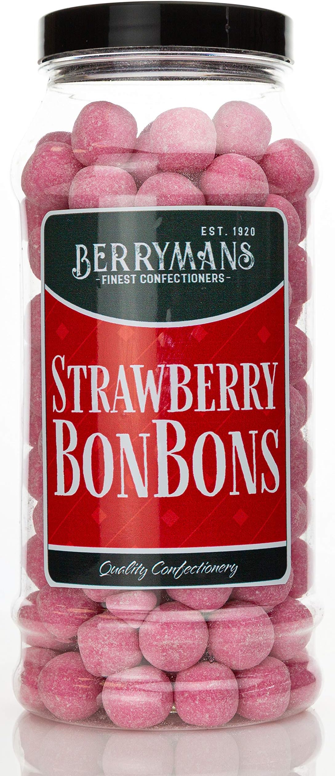 Original Strawberry BonBons Retro Sweets Gift Jar By Berrymans Sweet Shop - Classic Sweets, Traditional Taste.