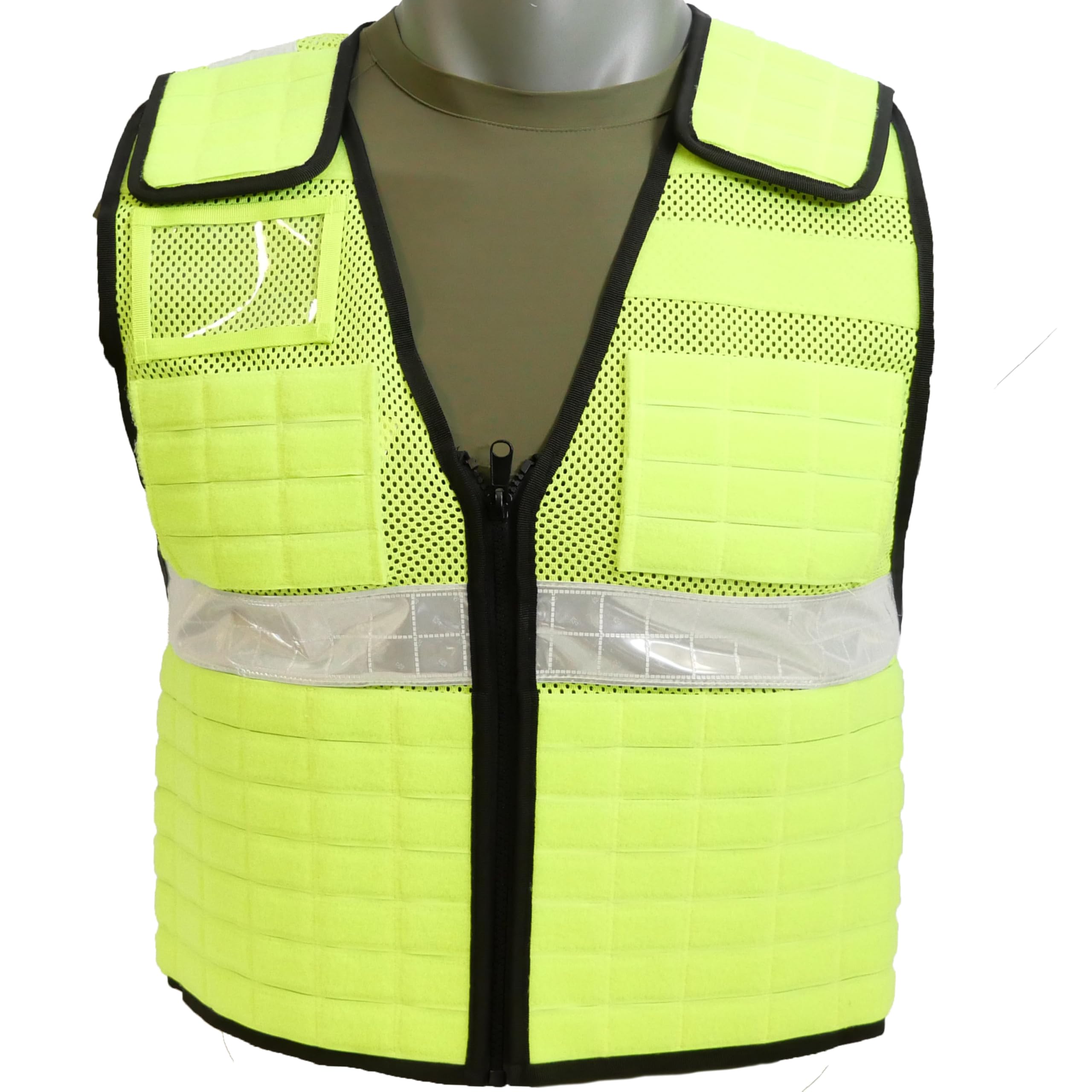 COP® Molle Warnweste mit Reflektstreifen, Flauschklett & Ausweisfach/Neongelb (Gr. S/M)