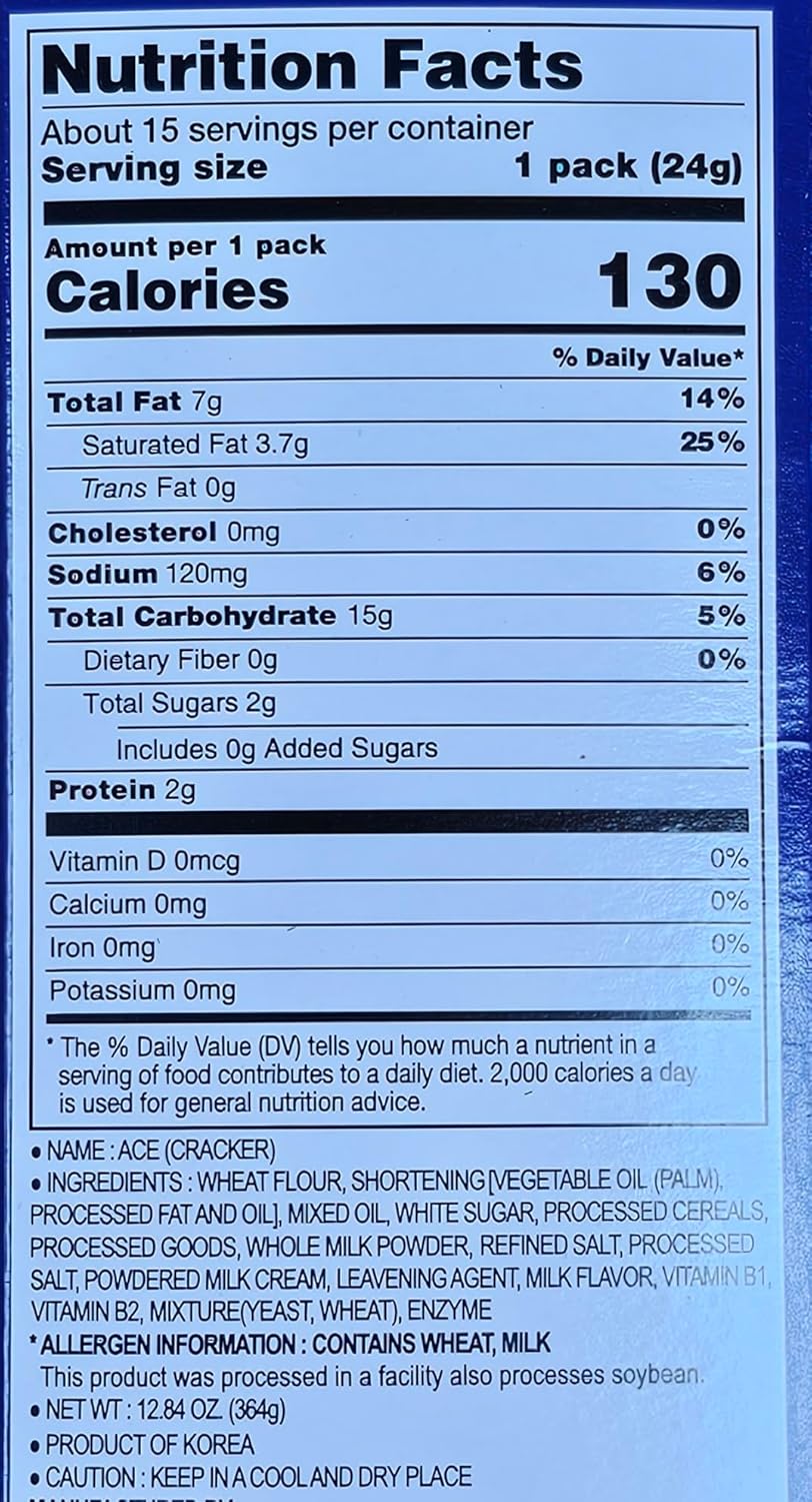 Haitai Ace Cracker Nutrition Facts label