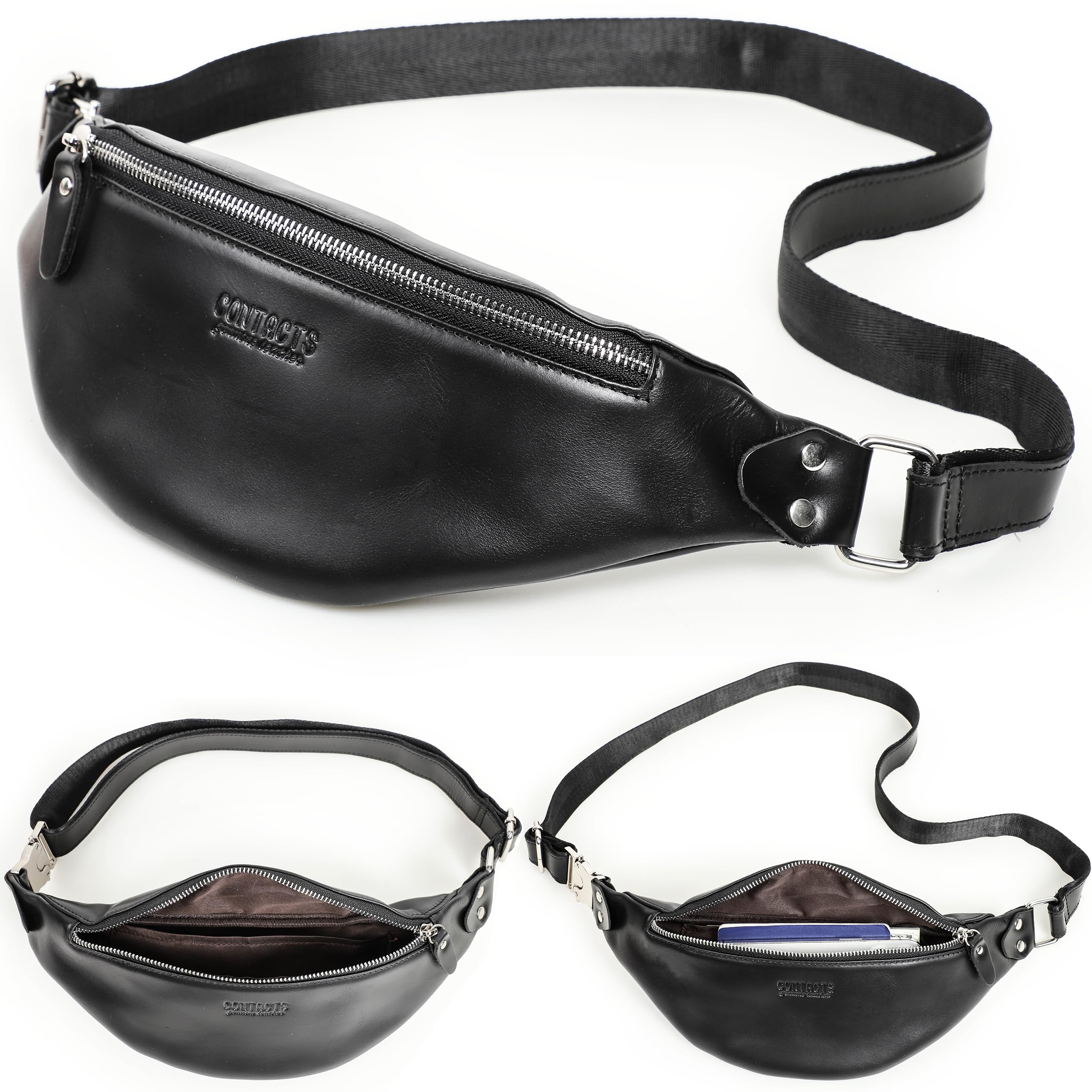 CataPurusTop Grain Genuine Leather Slim Waist Pack for Man Woman,  Minimalist Vintage Design, Handmade with Detachable Hardware, Slim Fanny  Pack