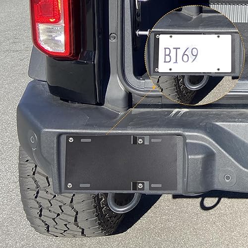 Miniatura 5 de Soporte de marco de matrícula trasero compatible con Ford Bronco 2021 2022 2023 2024 2025 Nuevo Ford Bronco 24 puertas Accesorios exteriores de