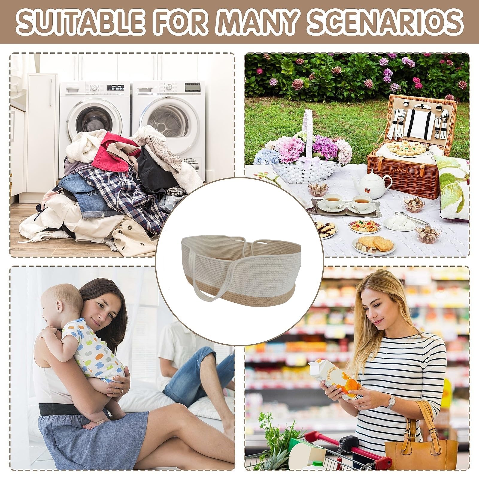 Baby Moses Korb Tragbar Babybett Handheld Moses Korb Baumwollseil Säuglingsbett Carrycot Babywechseltisch Baby Schlafsack für Outdoor Reise Auto
