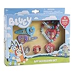 LUV HER Bluey Girls BFF 6 Piece Toy Jewelry Box Set with 2 Rings, 2 Bead Bracelets and Snap Hair Clips Ages 3+